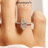 14K Yellow Gold 2.02 Carat F VS1 Marquise Solitaire Diamond Engagement Ring with Pave Band and Six-Prong Setting