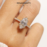 14K Yellow Gold 2.02 Carat F VS1 Marquise Solitaire Diamond Engagement Ring with Pave Band and Six-Prong Setting