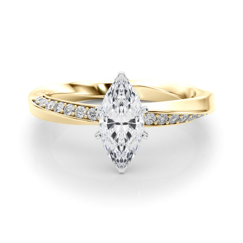 Yellow gold Marquise Solitaire Diamond Engagement Ring with Side Stone Accents and Four-Prong Setting 1