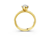 Yellow gold Marquise Solitaire Diamond Engagement Ring with XO Engraved Band and Four-Prong Setting 3