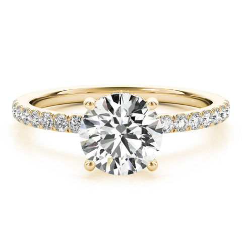 Yellow gold Marquise Solitaire Diamond Pavé Band with Four-Prong Setting 1