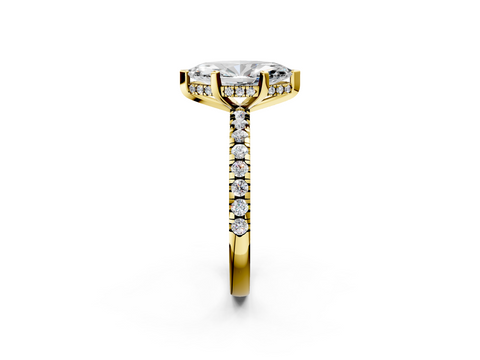 Yellow gold Marquise Solitaire Diamond Pavé Band with Four-Prong Setting_162