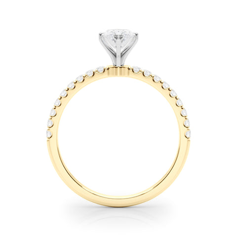 Yellow gold Marquise Solitaire Diamond Pavé Band with Six-Prong Setting 2