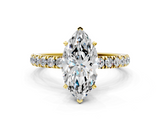 Yellow gold Marquise Solitaire Diamond Pavé Band with Six-Prong Setting_36