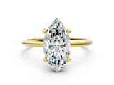 Yellow gold Marquise Solitaire Diamond Ring with 4-Prong Setting on a Classic Band_3