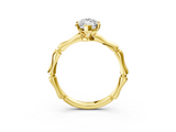 Yellow gold Marquise Solitaire Diamond Ring with Bamboo Band and Four-Prong Setting_67