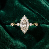 Yellow gold Marquise Solitaire Diamond Ring with Bezel Set Side Stones and Prong Setting_16