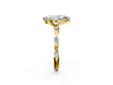 Yellow gold Marquise Solitaire Diamond Ring with Bezel Set Side Stones and Prong Setting_28