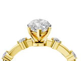 Yellow gold Marquise Solitaire Diamond Ring with Bezel Set Side Stones and Prong Setting_30