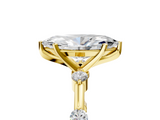 Yellow gold Marquise Solitaire Diamond Ring with Bezel Set Side Stones and Prong Setting_31