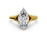 Yellow gold Marquise Solitaire Diamond Ring with Cathedral Band and Four-Prong Setting_65