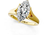Yellow gold Marquise Solitaire Diamond Ring with Cathedral Band and Four-Prong Setting_66