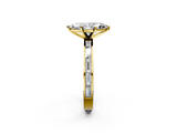 Yellow gold Marquise Solitaire Diamond Ring with Channel-Set Baguette Band and Four-Prong Setting_113
