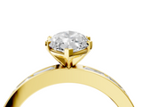 Yellow gold Marquise Solitaire Diamond Ring with Channel-Set Baguette Band and Four-Prong Setting_115