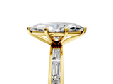 Yellow gold Marquise Solitaire Diamond Ring with Channel-Set Baguette Band and Four-Prong Setting_116