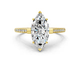 Yellow gold Marquise Solitaire Diamond Ring with Channel Set Band and Bezel Prong Setting_56