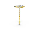Yellow gold Marquise Solitaire Diamond Ring with Channel Set Band and Bezel Prong Setting_58