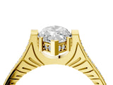 Yellow gold Marquise Solitaire Diamond Ring with Channel Set Band and Bezel Prong Setting_60