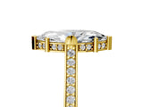 Yellow gold Marquise Solitaire Diamond Ring with Channel Set Band and Bezel Prong Setting_61
