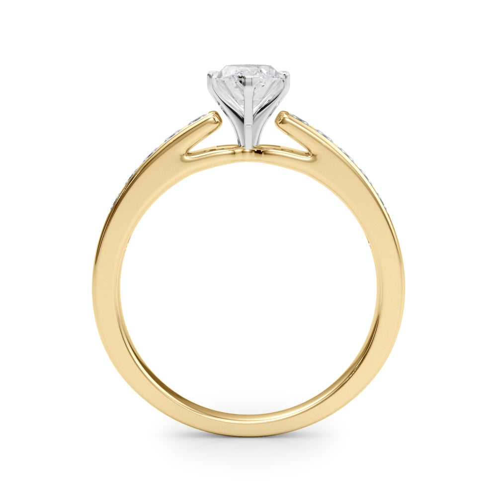 Yellow gold Marquise Solitaire Diamond Ring with Channel-Set Band and Four-Prong Setting 2