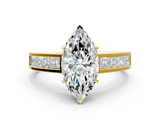 Yellow gold Marquise Solitaire Diamond Ring with Channel-Set Band and Four-Prong Setting_8