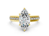 Yellow gold Marquise Solitaire Diamond Ring with Channel Set Band and Six-Prong Setting_48