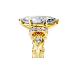 Yellow gold Marquise Solitaire Diamond Ring with Filigree Band and Four-Prong Setting_65