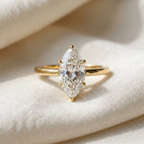 Yellow gold Marquise Solitaire Diamond Ring with Four-Prong Setting and Classic Band_28