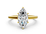 Yellow gold Marquise Solitaire Diamond Ring with Four-Prong Setting and Classic Band_8