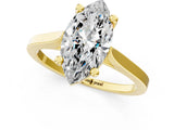 Yellow gold Marquise Solitaire Diamond Ring with Four-Prong Setting and Tapered Band 3