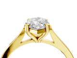 Yellow gold Marquise Solitaire Diamond Ring with Four-Prong Setting and Tapered Band