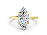 Yellow gold Marquise Solitaire Diamond Ring with Four-Prong Setting on a Plain Band_20