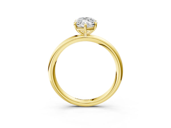 Yellow gold Marquise Solitaire Diamond Ring with Four-Prong Setting on a Plain Band