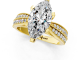 Yellow gold Marquise Solitaire Diamond Ring with Milgrain Pavé Band and Four-Prong Setting_146