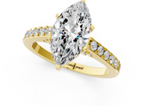 Yellow gold Marquise Solitaire Diamond Ring with Pavé Band and Four-Prong Setting_109