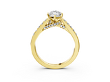 Yellow gold Marquise Solitaire Diamond Ring with Pavé Band and Four-Prong Setting_111