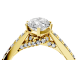 Yellow gold Marquise Solitaire Diamond Ring with Pavé Band and Four-Prong Setting_112
