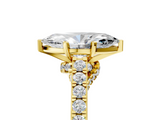 Yellow gold Marquise Solitaire Diamond Ring with Pavé Band and Four-Prong Setting_113
