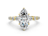 Yellow gold Marquise Solitaire Diamond Ring with Pave Band and Four-Prong Setting_269
