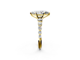 Yellow gold Marquise Solitaire Diamond Ring with Pave Band and Four-Prong Setting_271