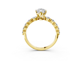 Yellow gold Marquise Solitaire Diamond Ring with Pave Band and Four-Prong Setting_272