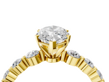 Yellow gold Marquise Solitaire Diamond Ring with Pave Band and Four-Prong Setting_273