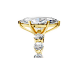 Yellow gold Marquise Solitaire Diamond Ring with Pave Band and Four-Prong Setting_274