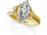 Yellow gold Marquise Solitaire Diamond Ring with Pave Band and Six-Prong Setting_36
