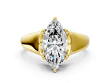 Yellow gold Marquise Solitaire Diamond Ring with Six-Prong Cathedral Setting_32