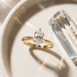 Yellow gold Marquise Solitaire Diamond Ring with Six-Prong Setting and Classic Band_21