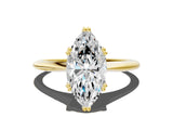 Yellow gold Marquise Solitaire Diamond Ring with Six-Prong Setting and Classic Band_6