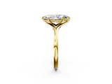 18K Yellow Gold 2.02 Carat F VVS2 Marquise Solitaire Diamond Ring with Six-Prong Setting and Tapered Band
