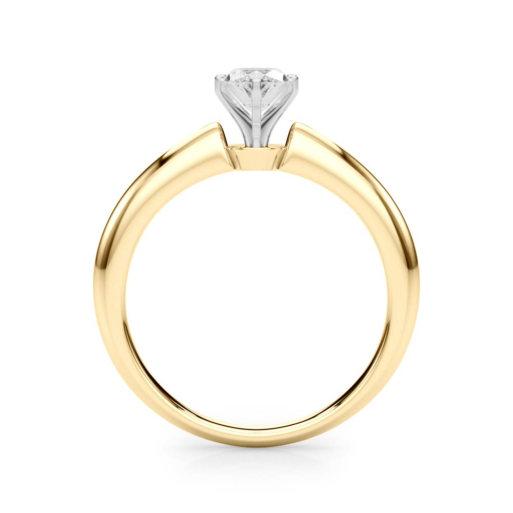 Yellow gold Marquise Solitaire Diamond Ring with Six-Prong Setting on a Classic Band 1