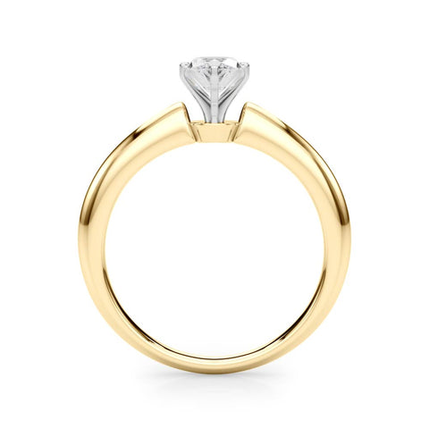 Yellow gold Marquise Solitaire Diamond Ring with Six-Prong Setting on a Classic Band 1